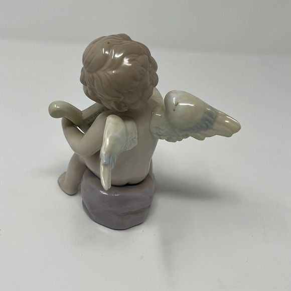 Lladro #6628 Adagio Angel Cherub Playing Harp Porcelain Figurine - Picture 3 of 6